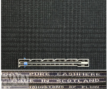 J0hnstons of Elgin 100% cashmere black/charcoal plaid woven