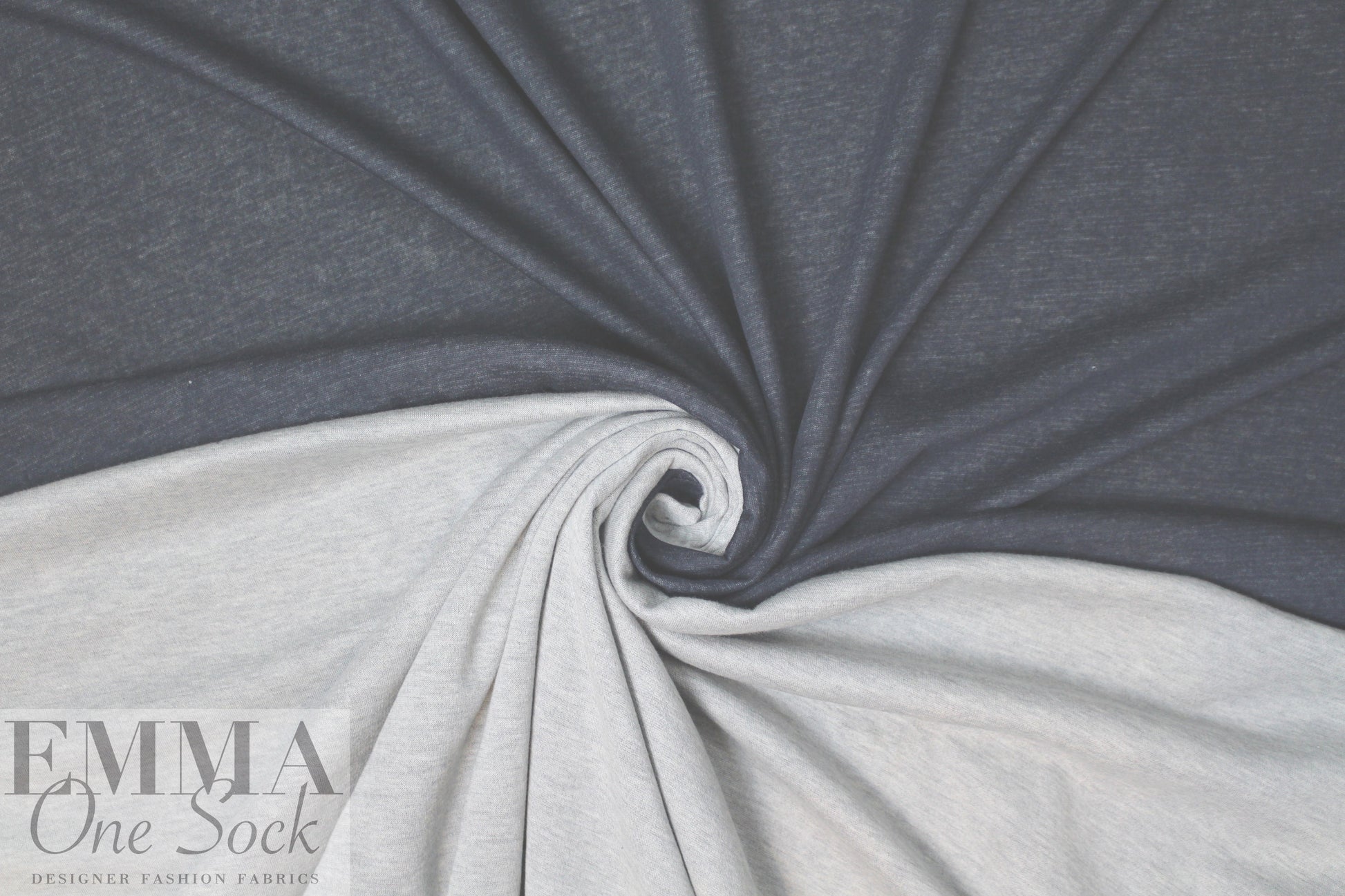 Italian cotton/cashmere 2-ply knit - navy/light gray 1.375 yds