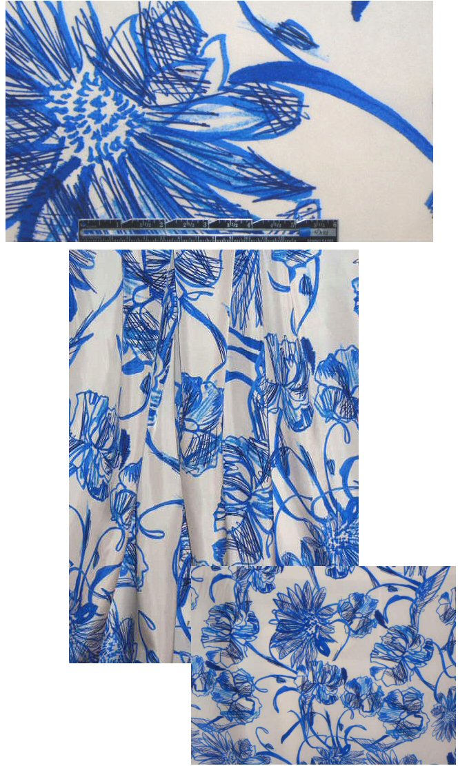 Italian silk crepe de chine - flowery blues