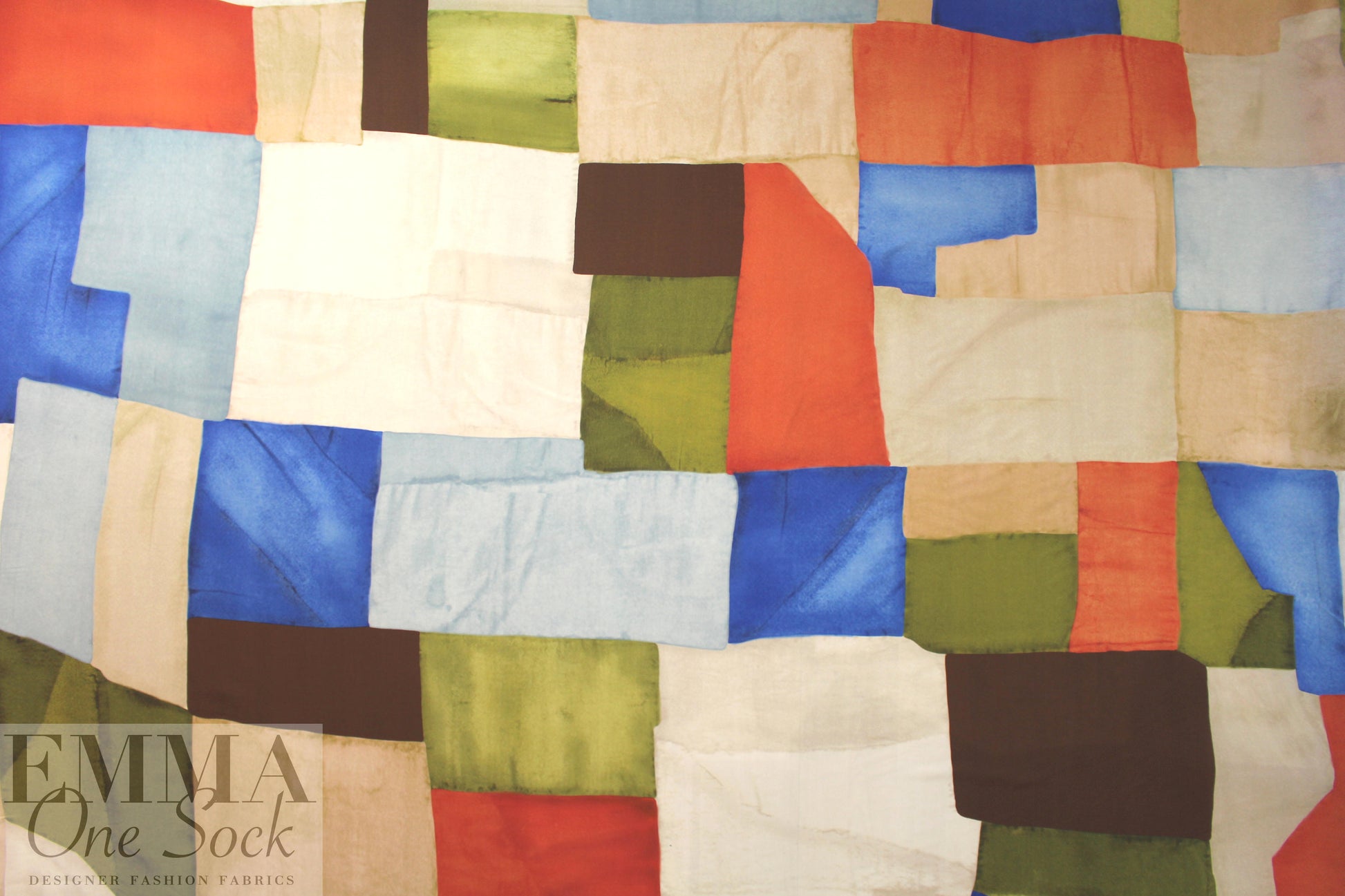 Italian colorblock abstract silk crepe de chine