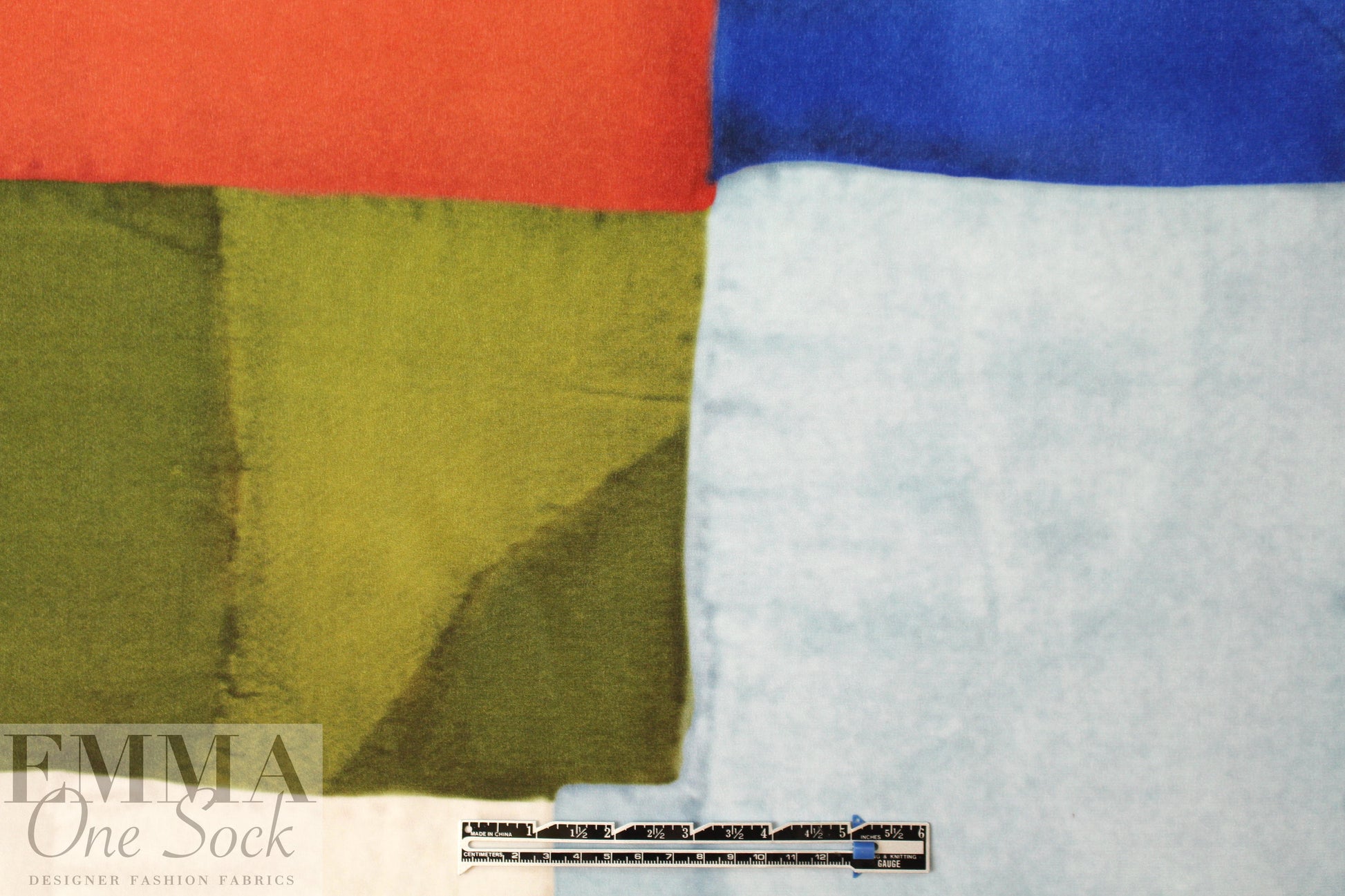 Italian colorblock abstract silk crepe de chine