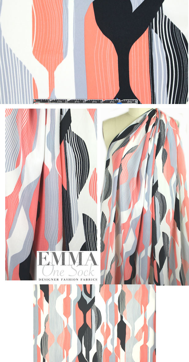 Italian coral/gray graphic silk cdc