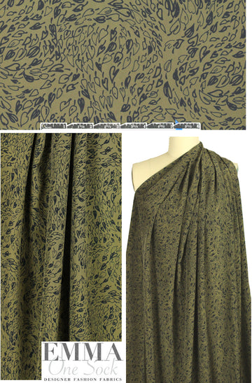 NY designer silk crepe de chine - painted leaves