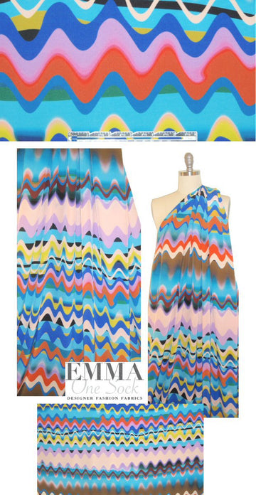 NY designer silk crepe de chine - mod waves