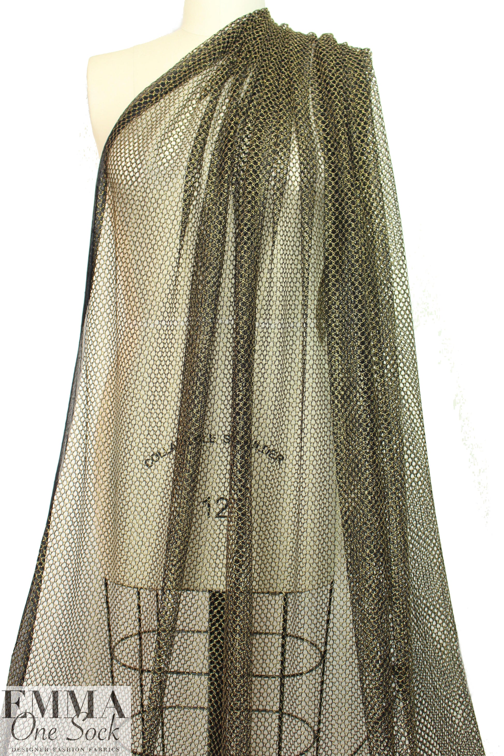 CA designer antique gold metallic chain knit 2 yd