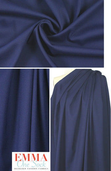 Italian textured 'knit stitch' stretch woven - navy 1.625 yd