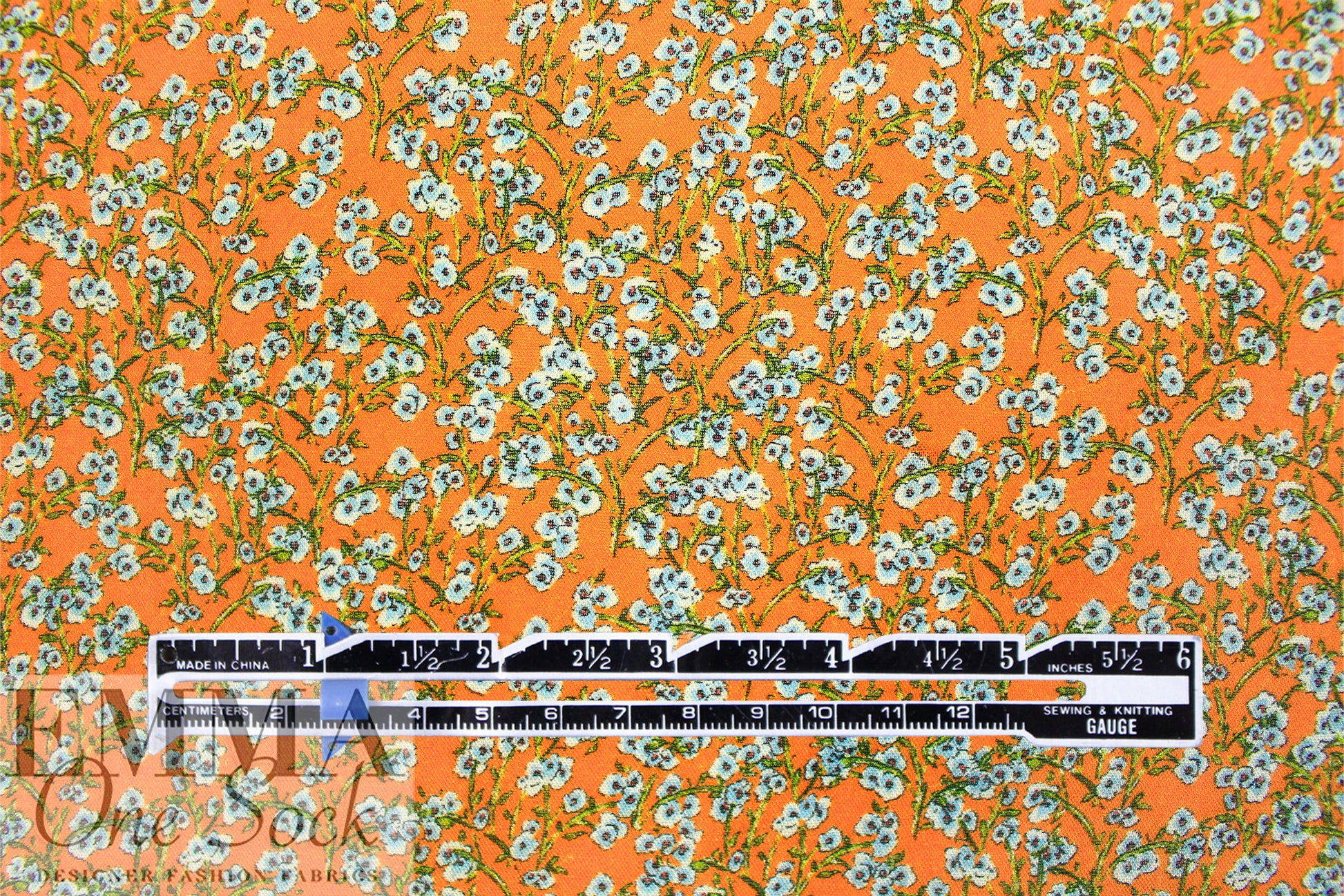 Italian forget-me-nots on mandarin visc/wool challis