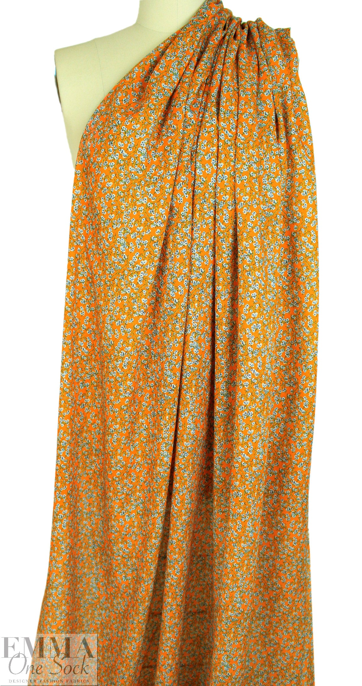 Italian forget-me-nots on mandarin visc/wool challis