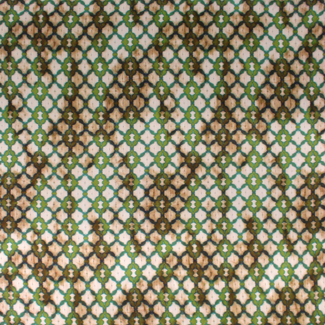 Italian 'batiky lattice' satin viscose woven .625 yds