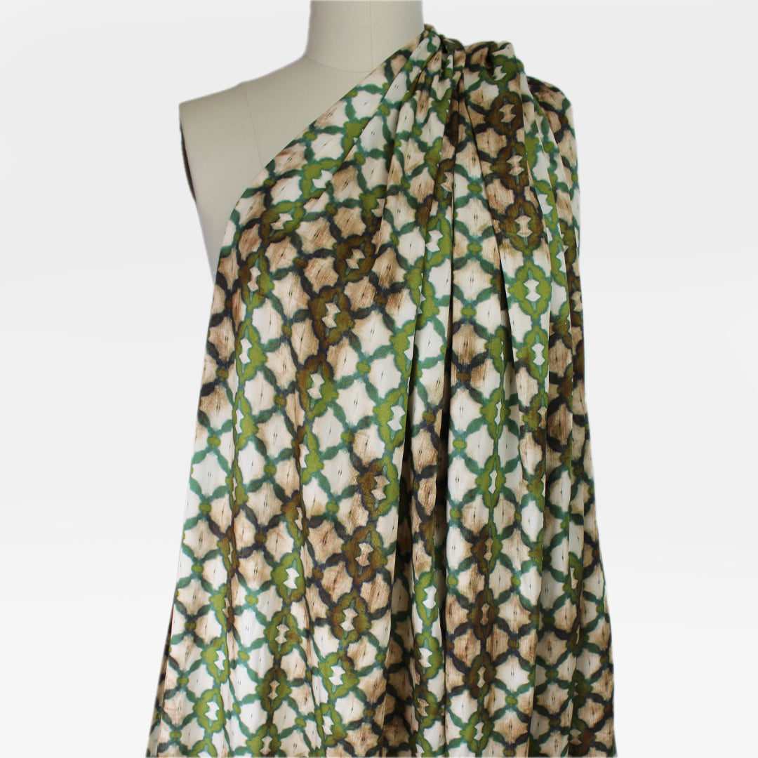 Italian 'batiky lattice' satin viscose woven .625 yds