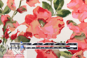 'coral blossoms' Oeko-Tex viscose challis woven .75 yds