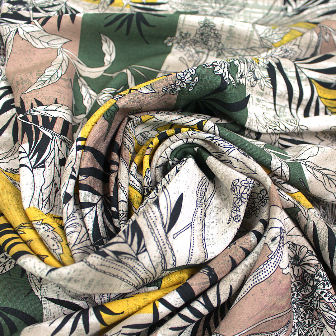 Italian 'nature folio' viscose challis woven 1.875 yd