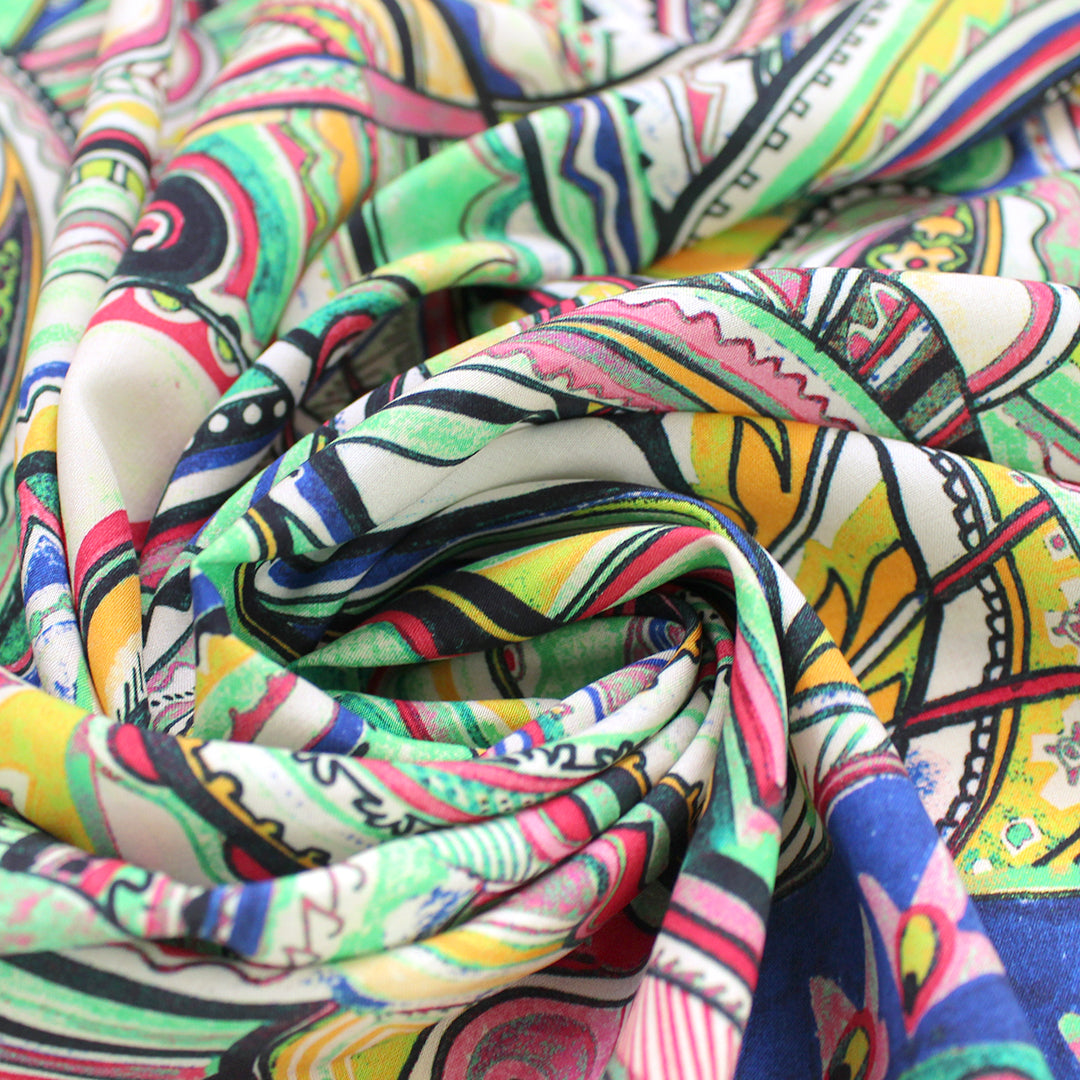 Italian 'whirling paisley' viscose dressweight woven 1.375 yds