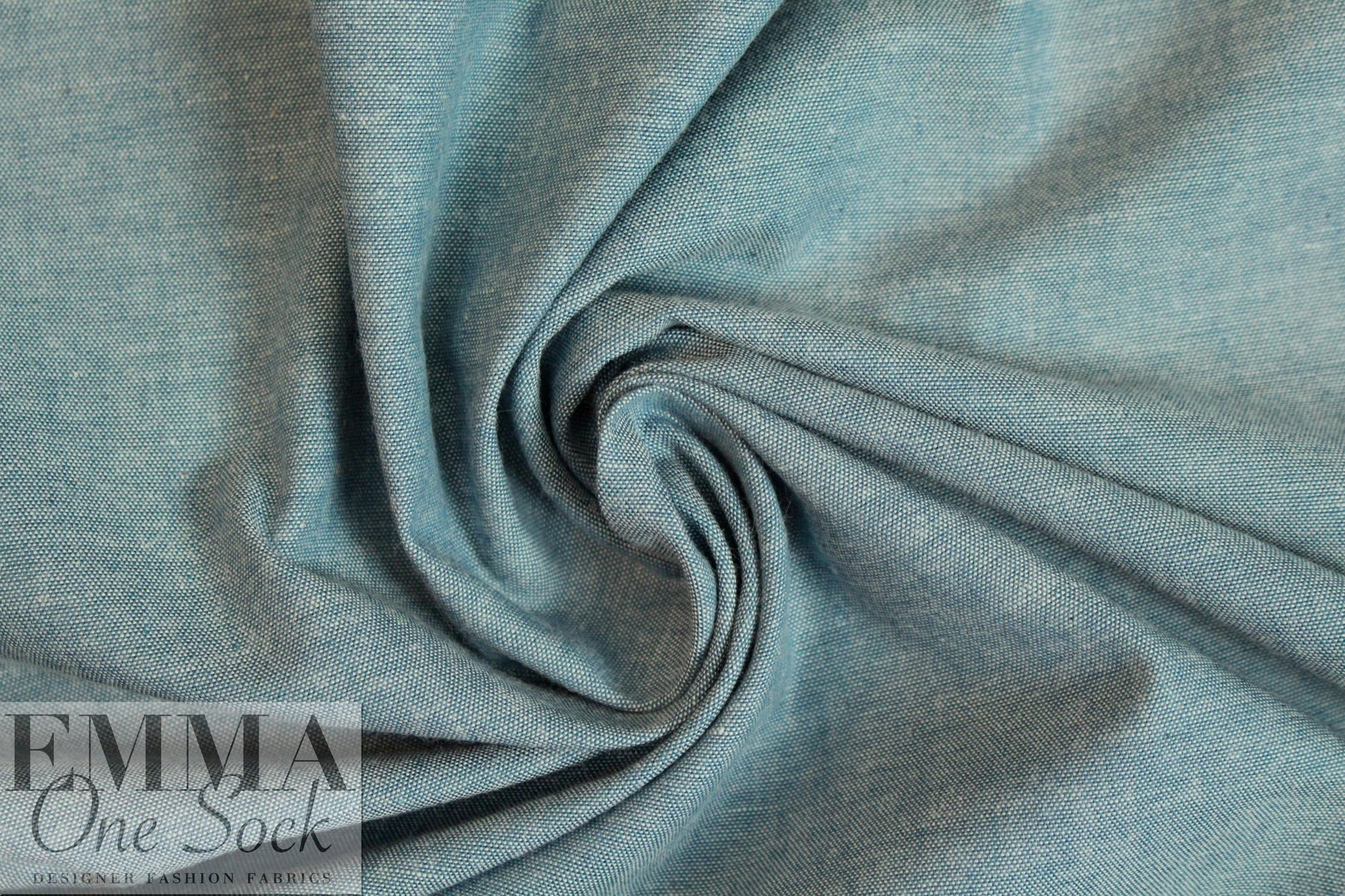 NY designer cotton chambray shirting - dusty blue