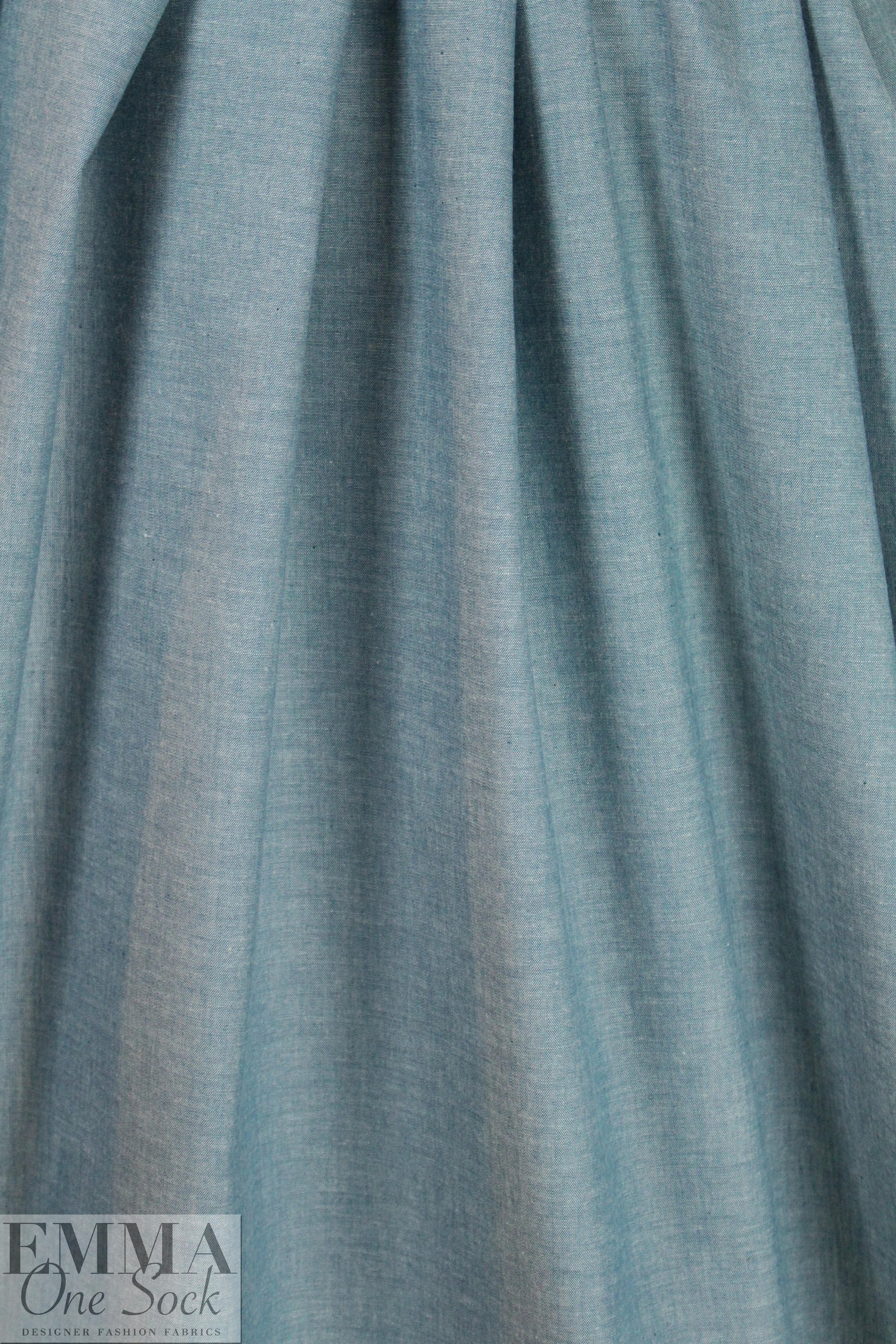 NY designer cotton chambray shirting - dusty blue 1.4 yds