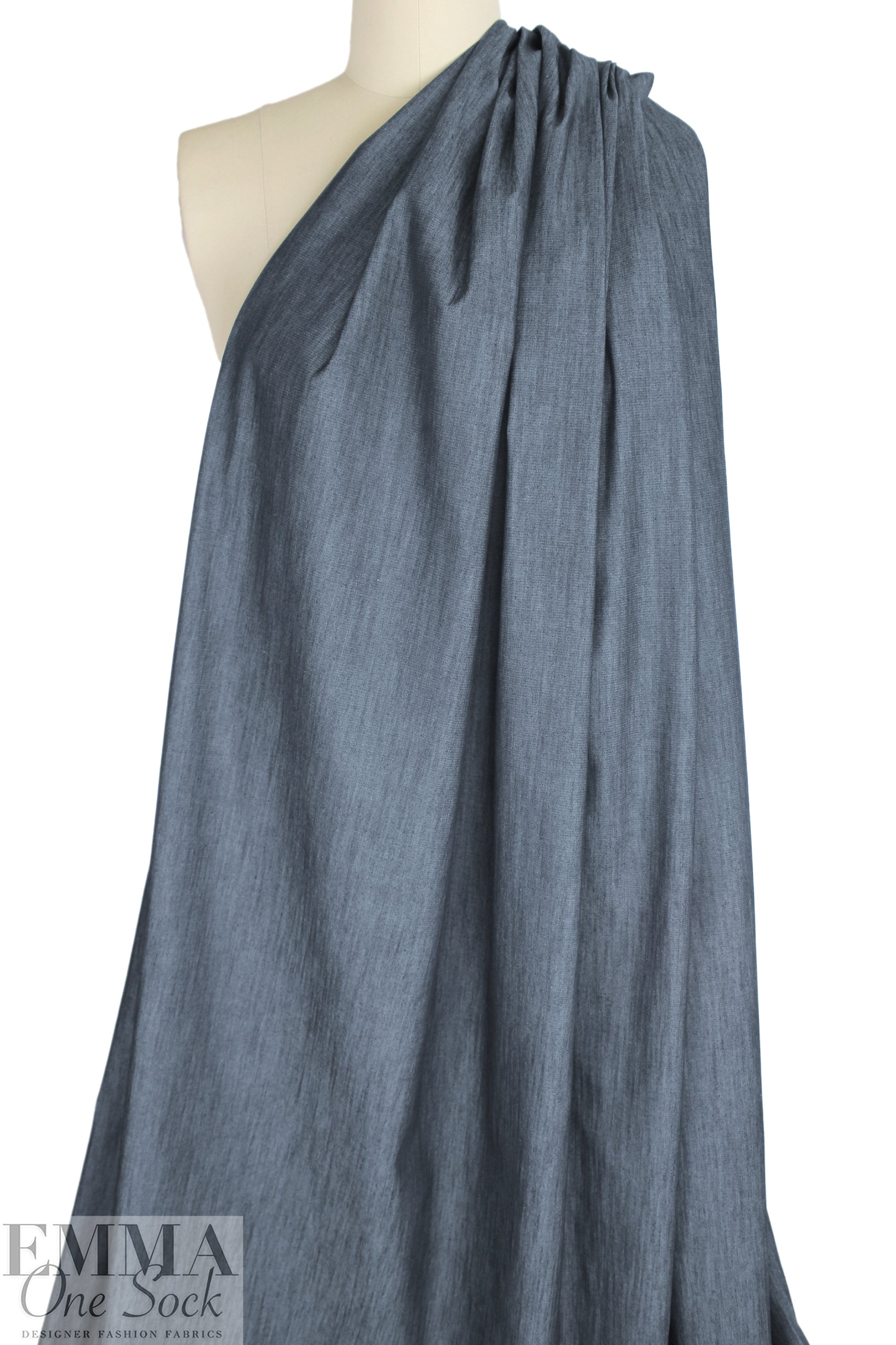 Italian upscale viscose/silk/elastic denim - midnight blue/gray .5 yds