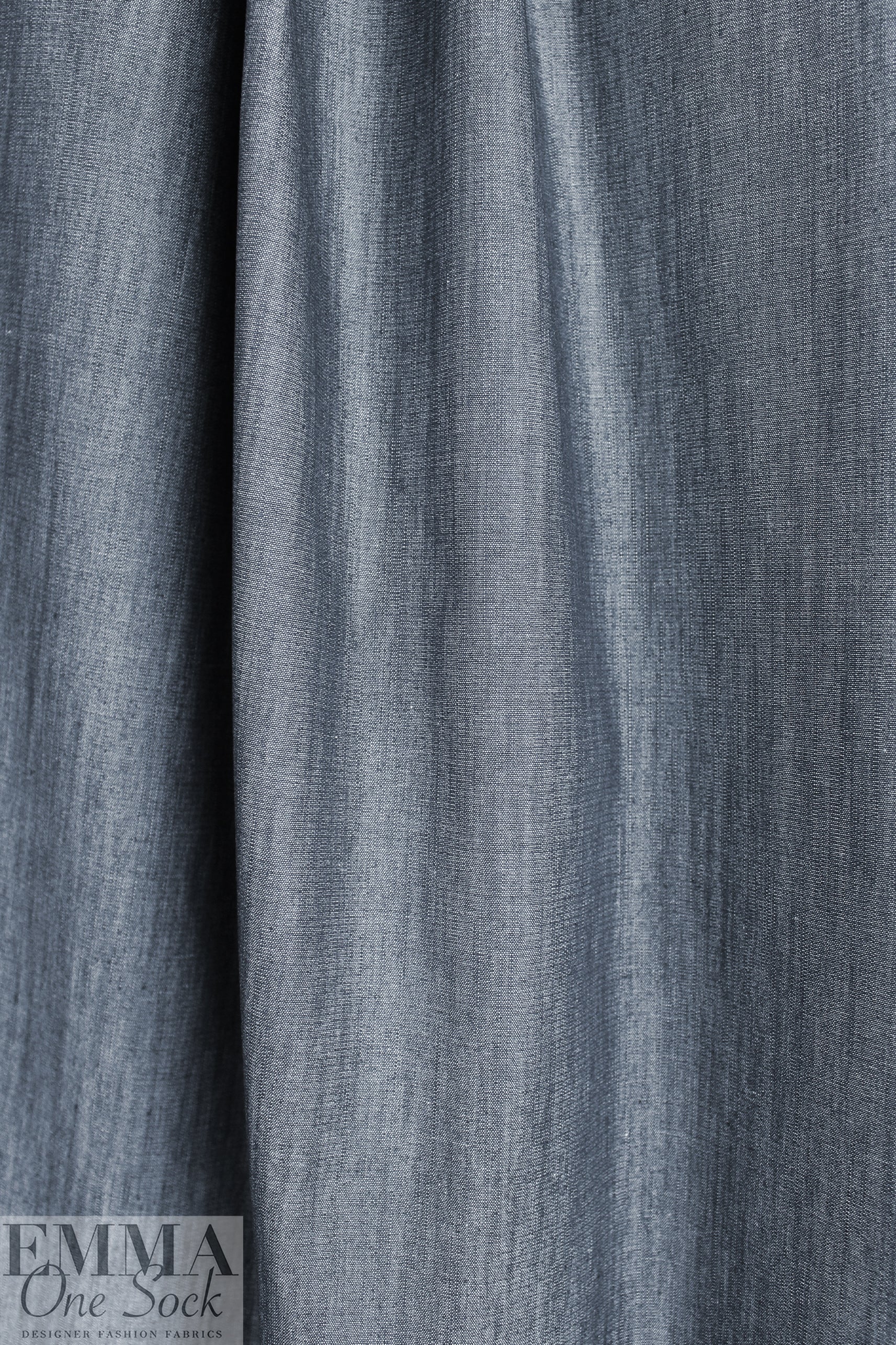 Italian upscale viscose/silk/elastic denim - midnight blue/gray .5 yds