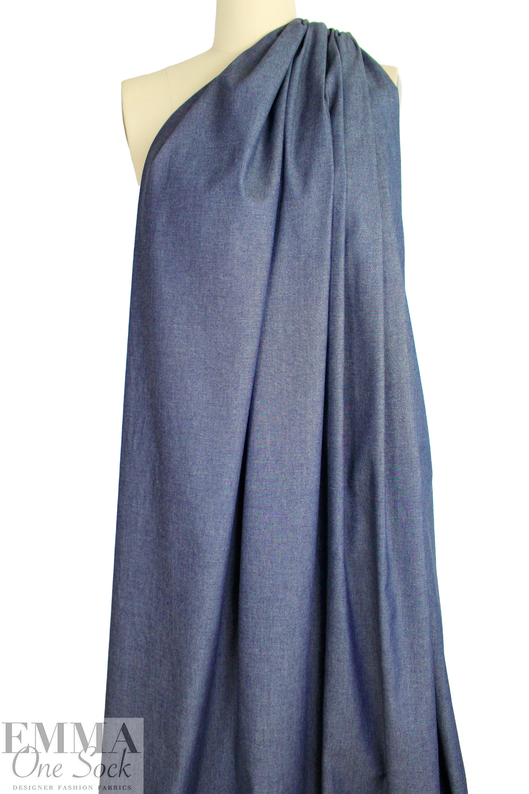 NY designer lightweight cotton chambray denim - dark blue .5 yds