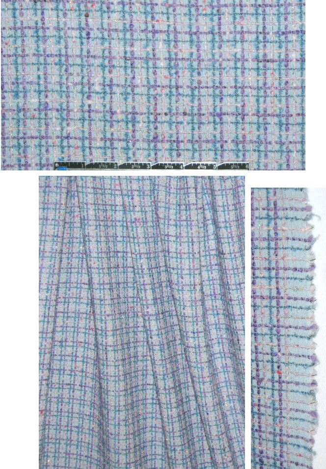 'Chane1' wool/cotton boucle' - lavender/blue