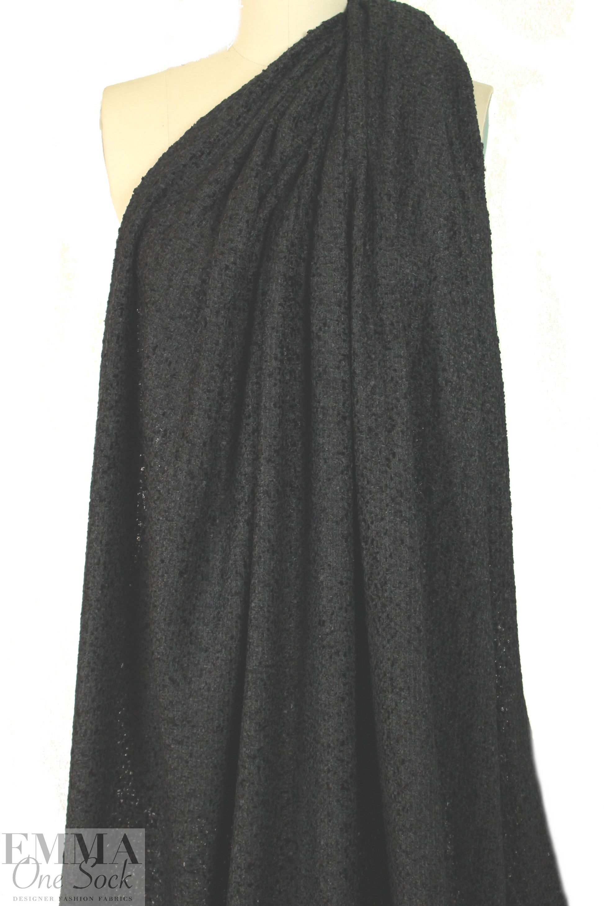 'French tweed' viscose blend boucle' - black 2 yd