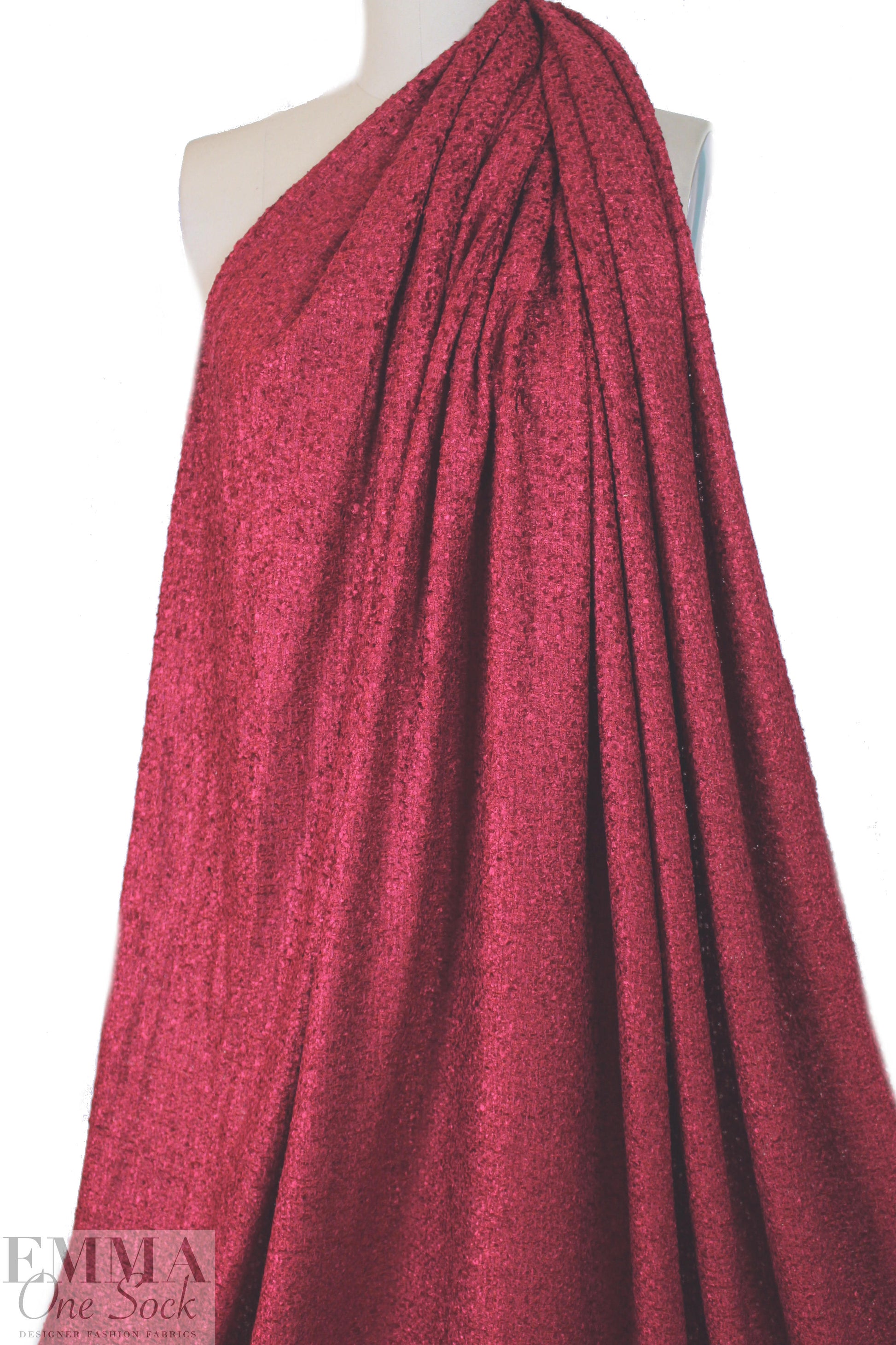 'French tweed' viscose blend boucle' - rouge