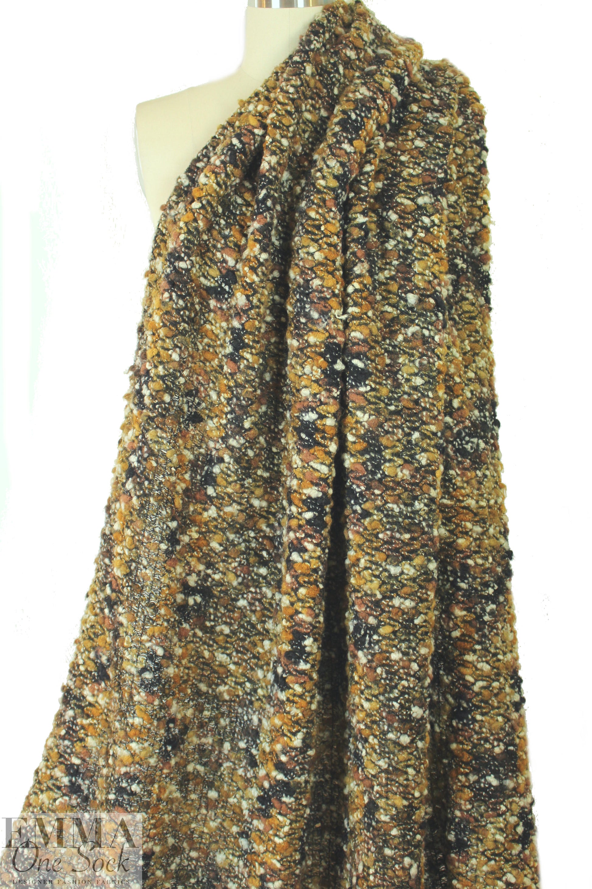 Italian Chane1 wool boucle' - woodsy tones 1.125 yds