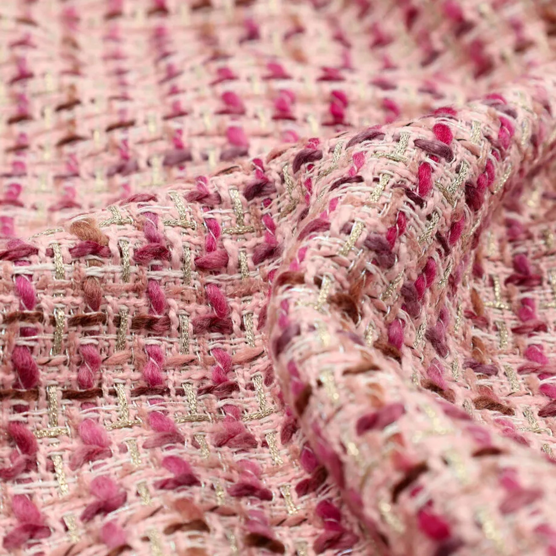 'Chanel-style' sparkly wool blend boucle' - berry/gold