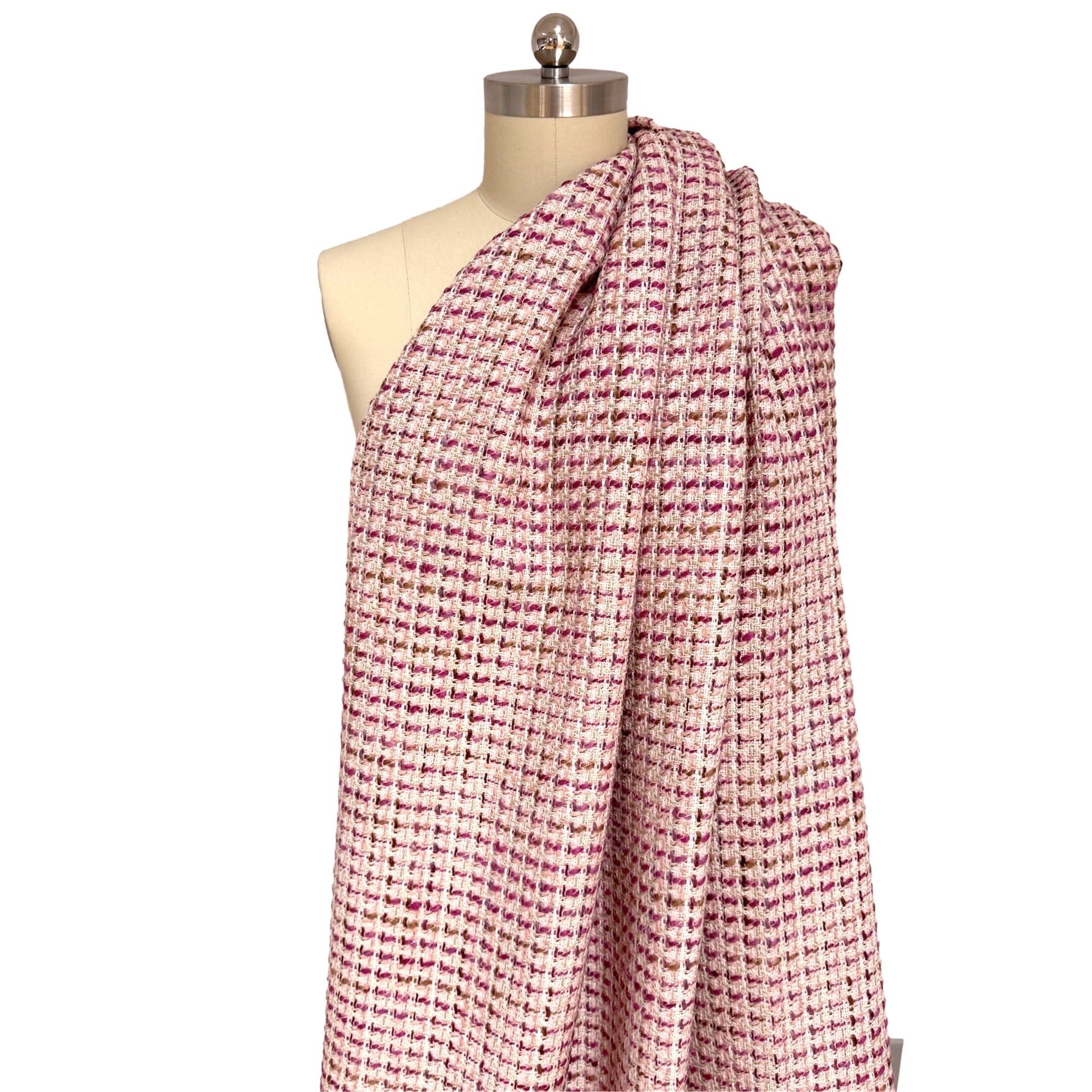 'Chanel-style' sparkly wool blend boucle' - berry/gold