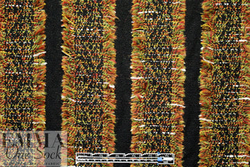 Italian Chane1 fringed stripe boucle' - spice/black/leaf 1.75 yd