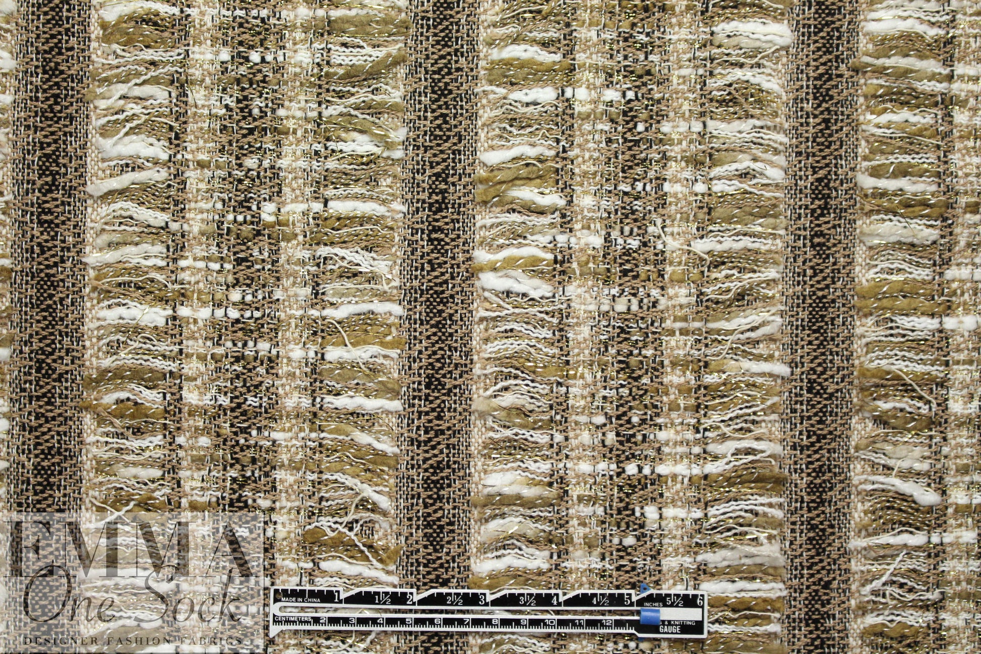Chane1 fringed stripe boucle' - taupe/black/cream