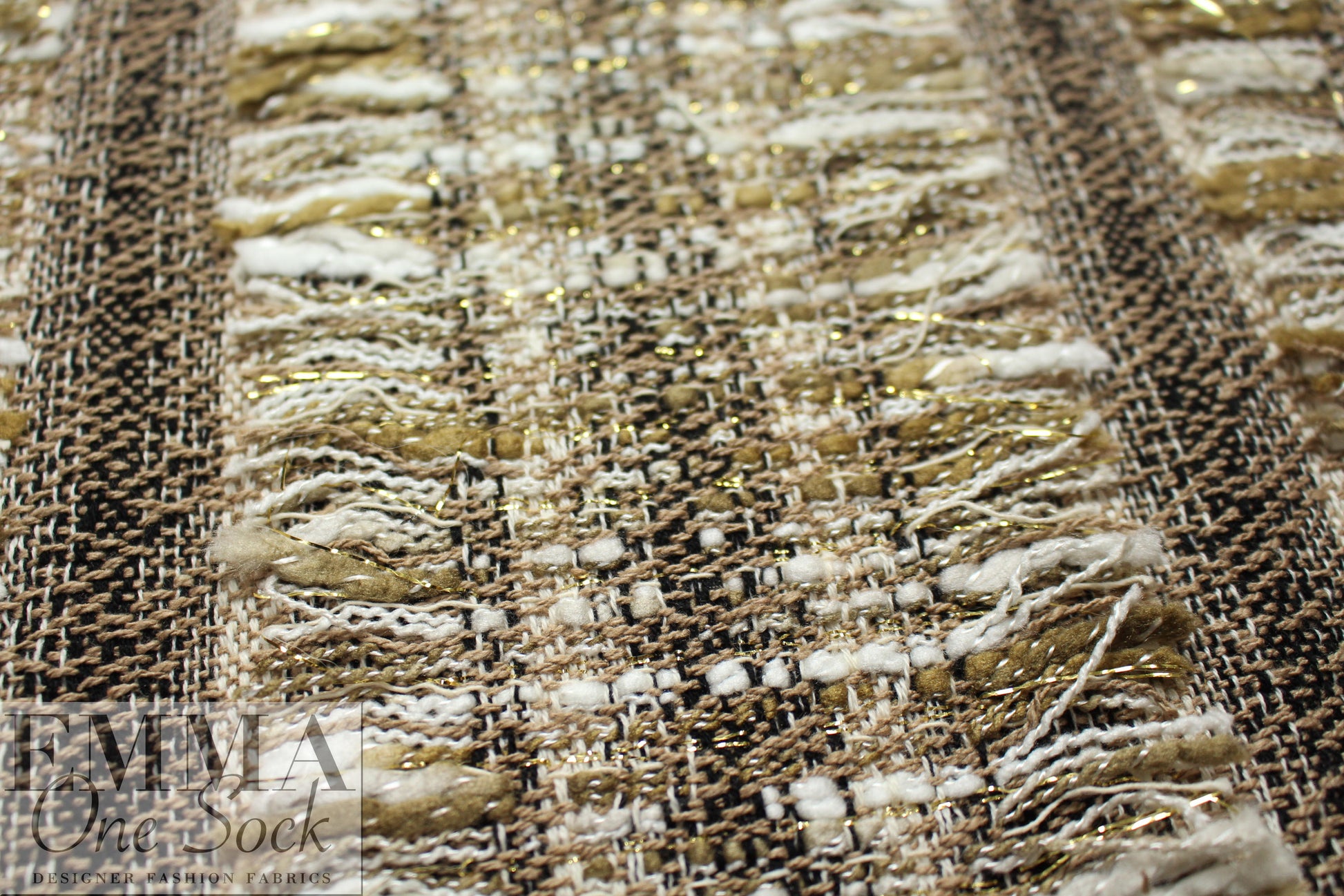 Chane1 fringed stripe boucle' - taupe/black/cream