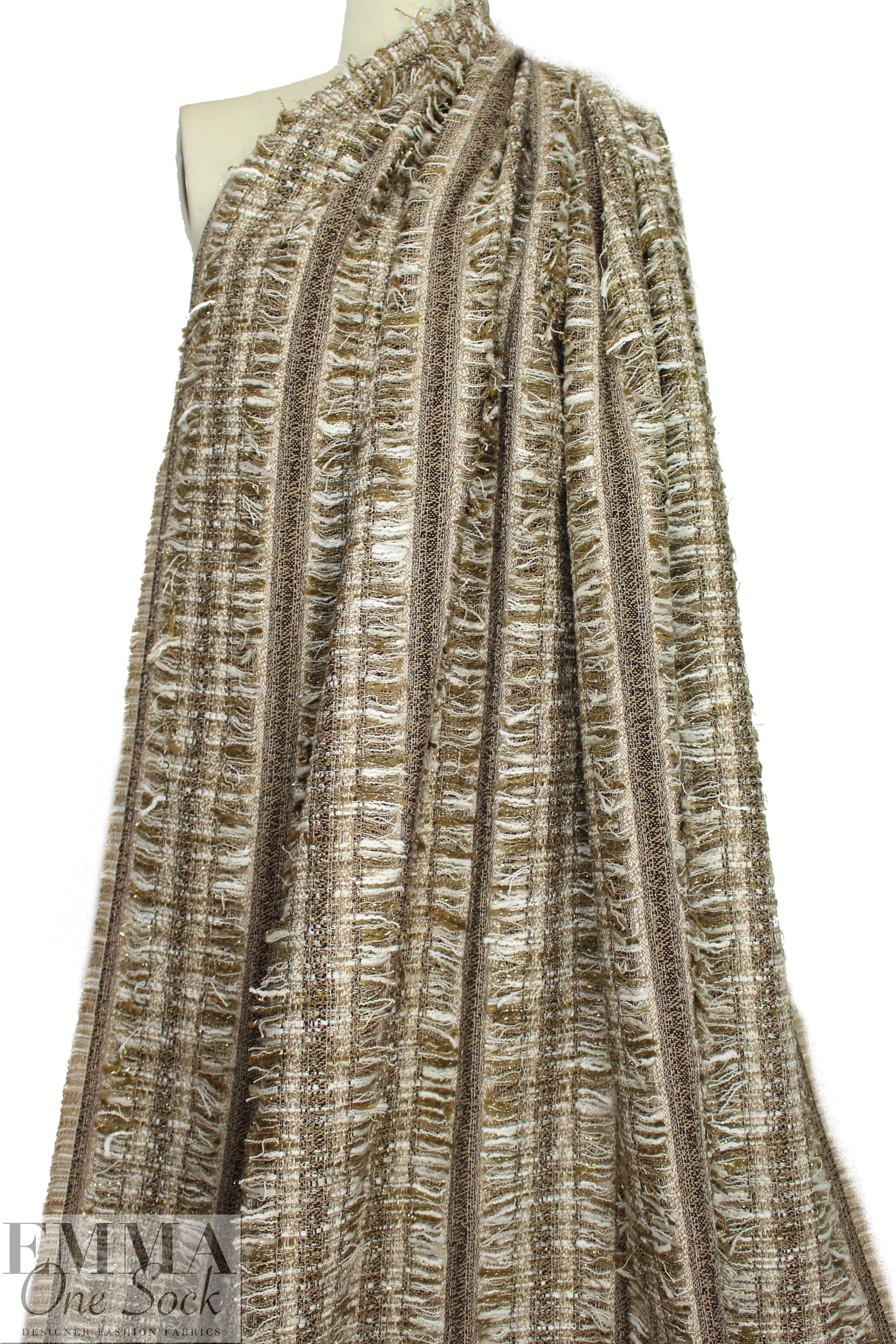 Chane1 fringed stripe boucle' - taupe/black/cream