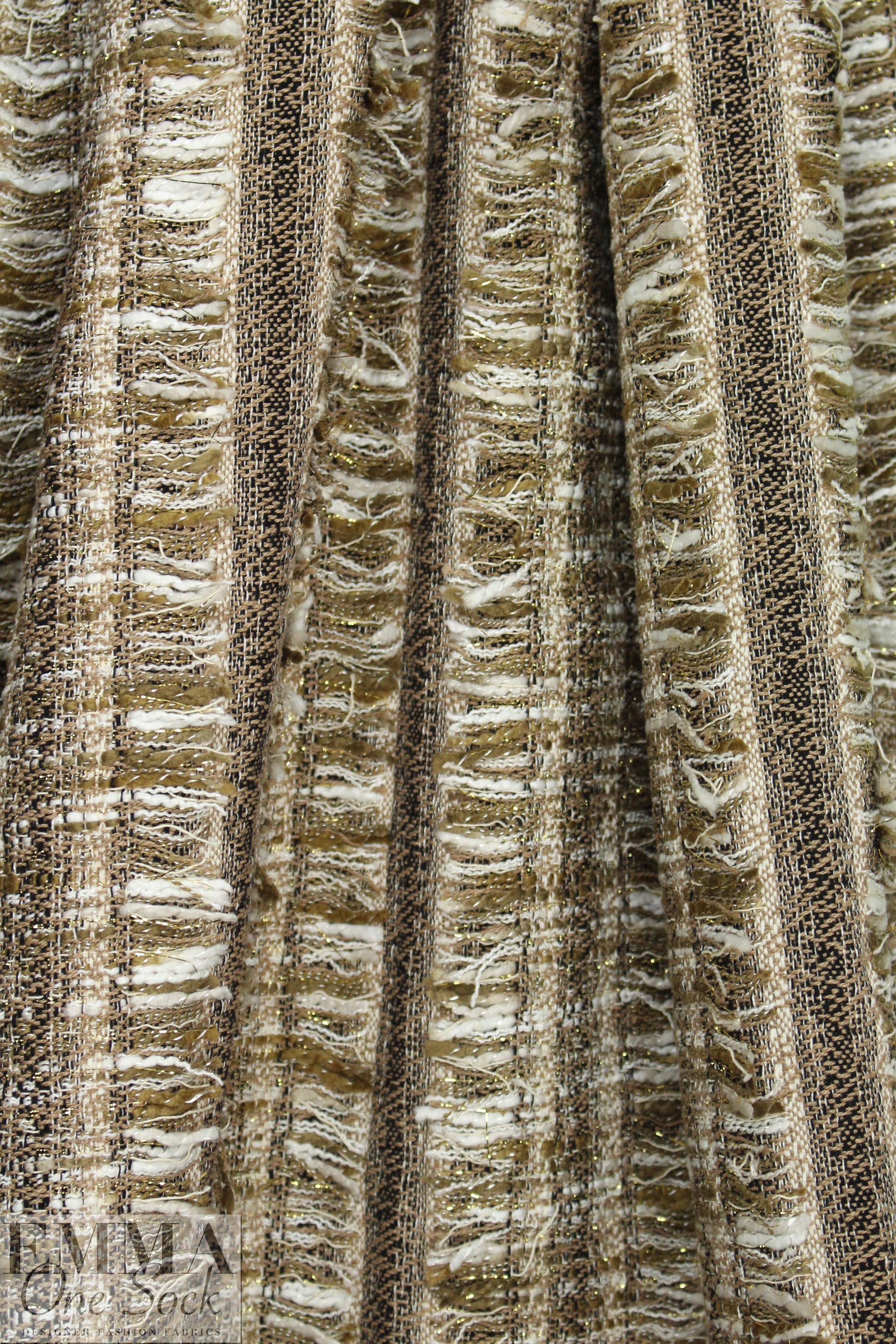 Chane1 fringed stripe boucle' - taupe/black/cream