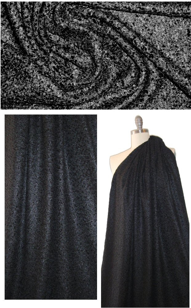 'French tweed' viscose blend boucle' - black 2 yd