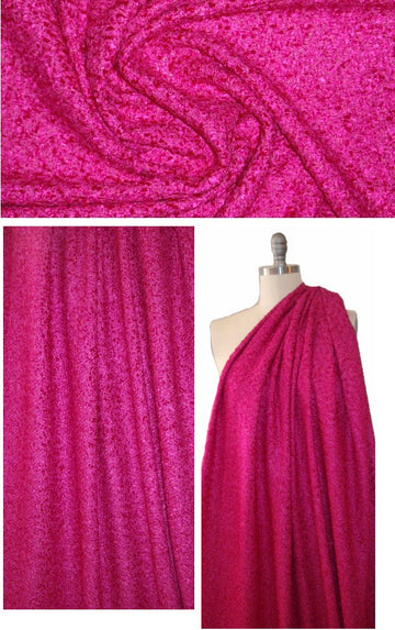 'French tweed' viscose blend boucle' - magenta 2 yd