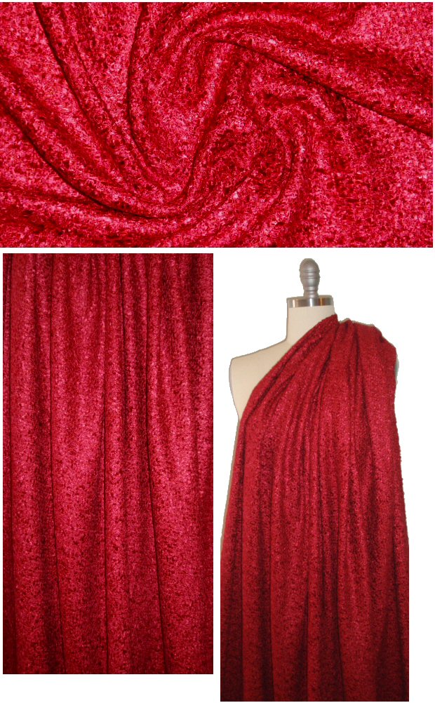 'French tweed' viscose blend boucle' - red 2 yd