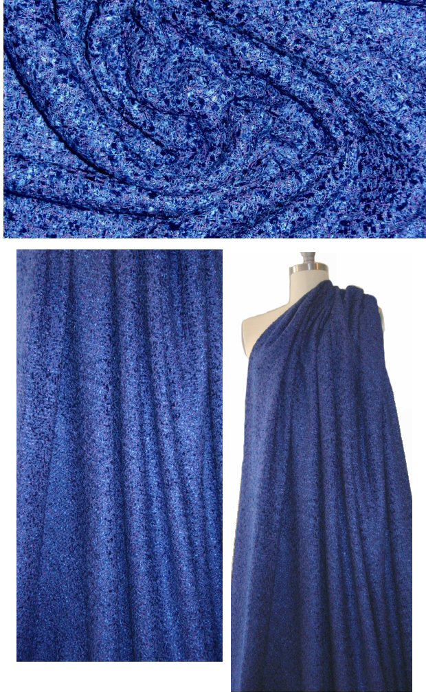 'French tweed' viscose blend boucle' - cobalt/lav 1.375 yd