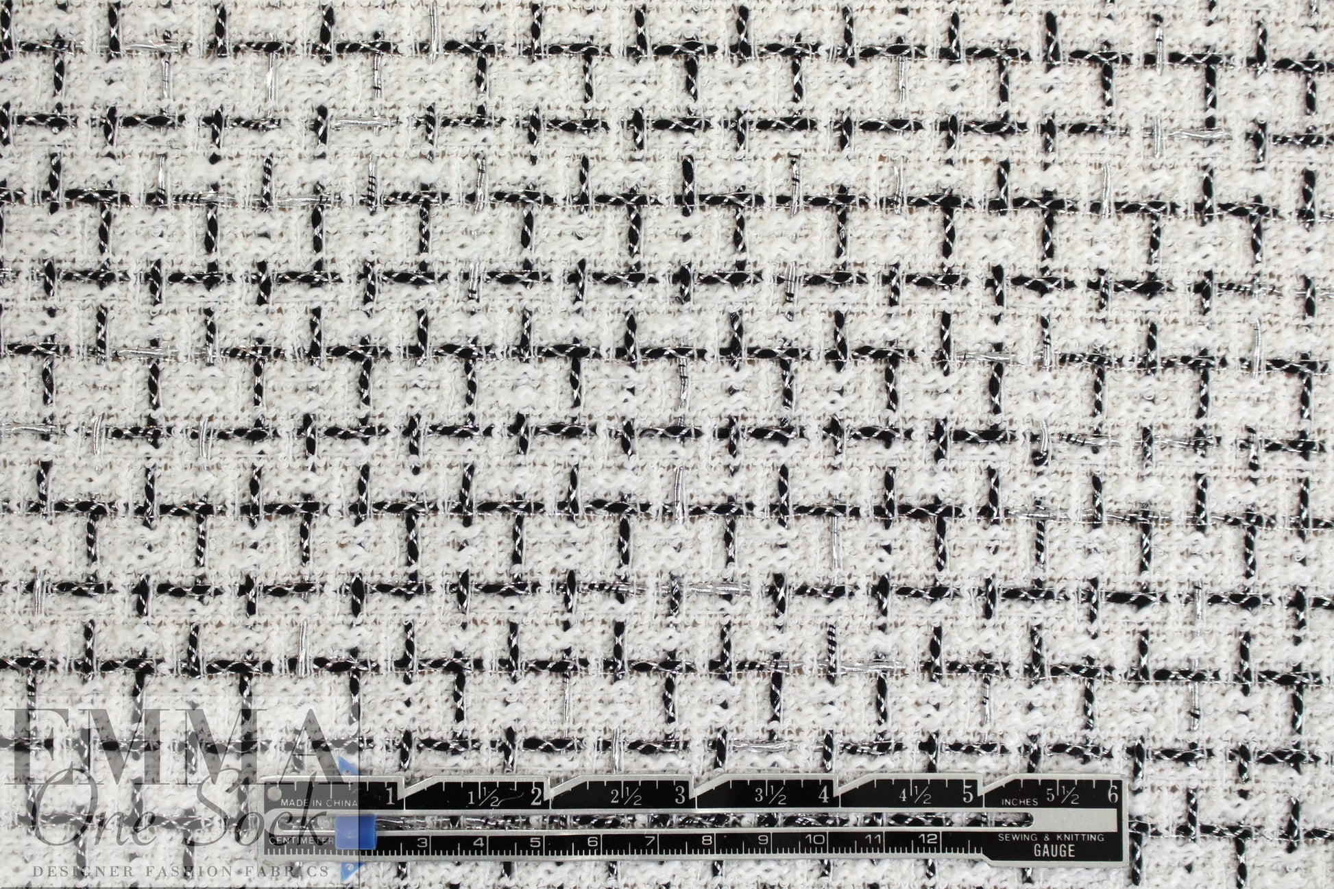 NY designer 'Chanel-style' black/white boucle' woven