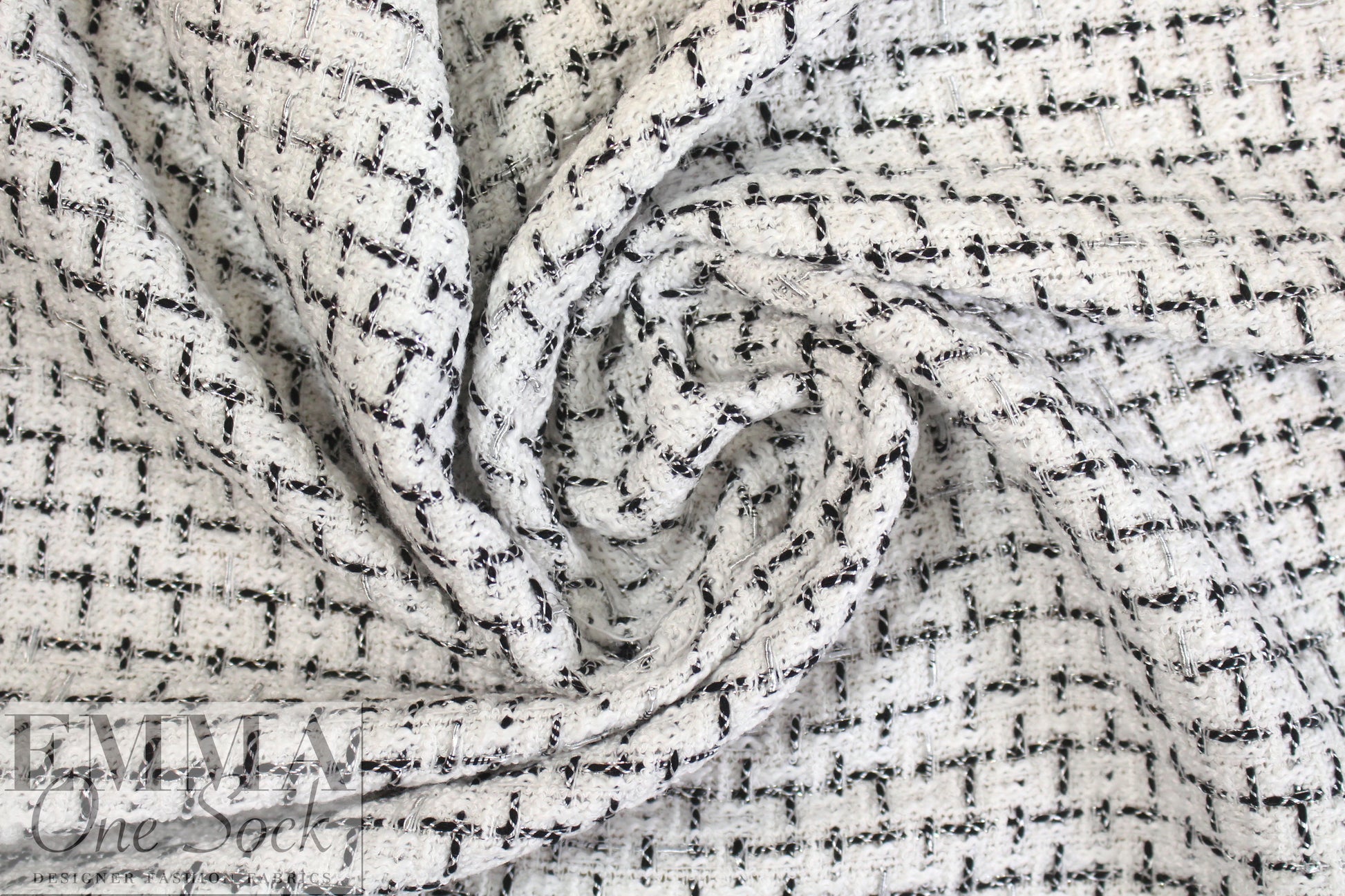 NY designer 'Chanel-style' black/white boucle' woven