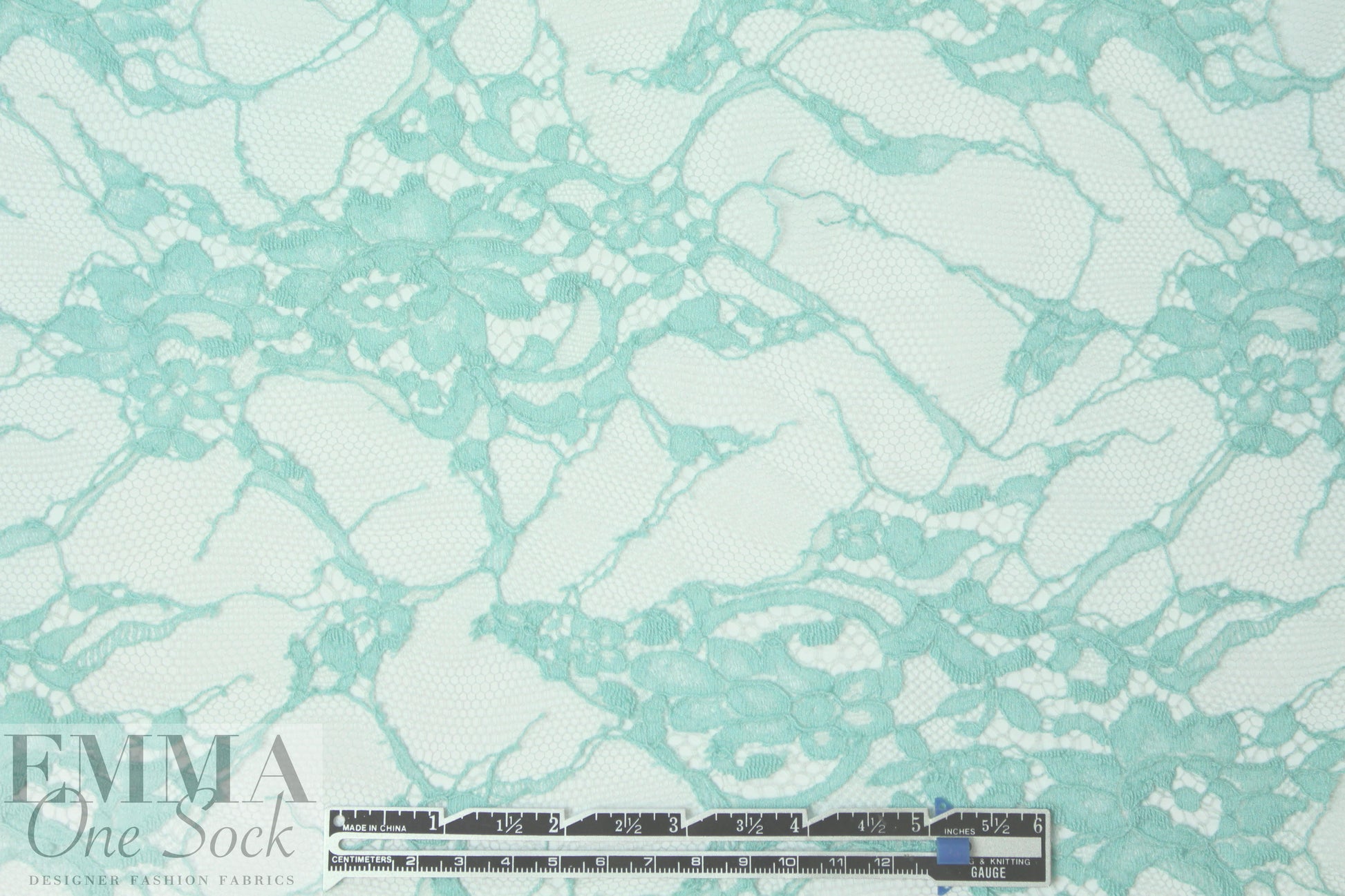 Monique Lhui11er double scallop chantilly lace - aqua 1.375 yd