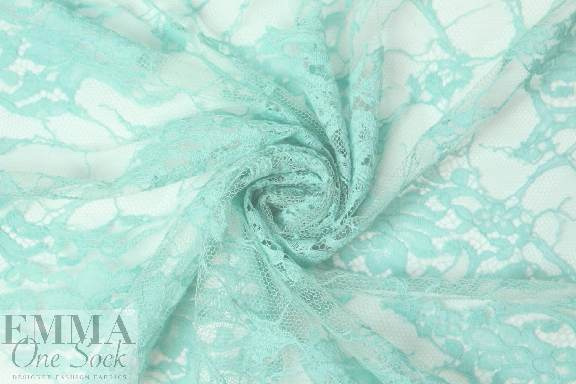 Monique Lhui11er double scallop chantilly lace - aqua 1.375 yd