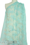 Monique Lhui11er double scallop chantilly lace - aqua 1.375 yd