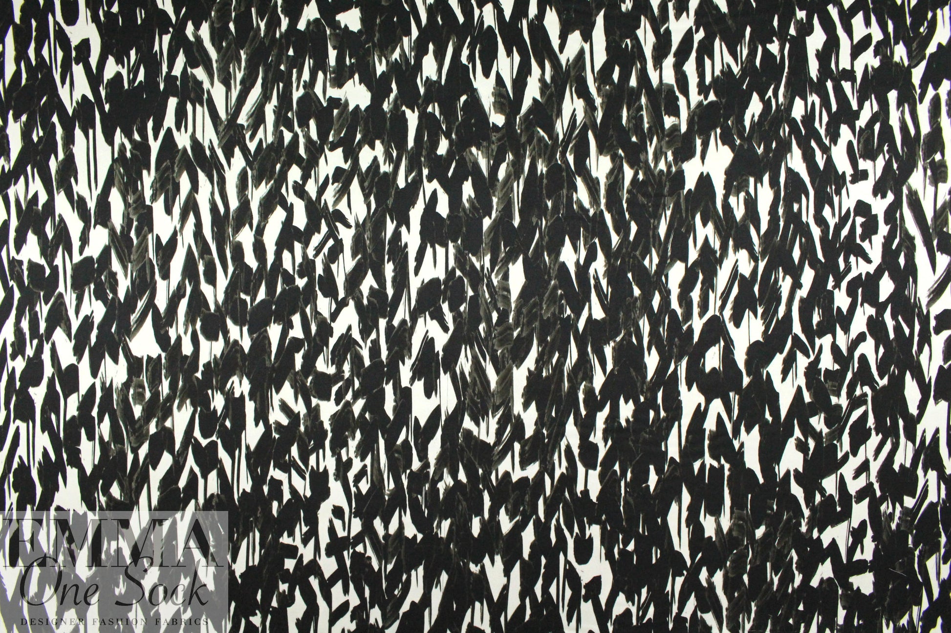 NY designer 'inky brushstrokes' silk charmeuse 1.125 yds