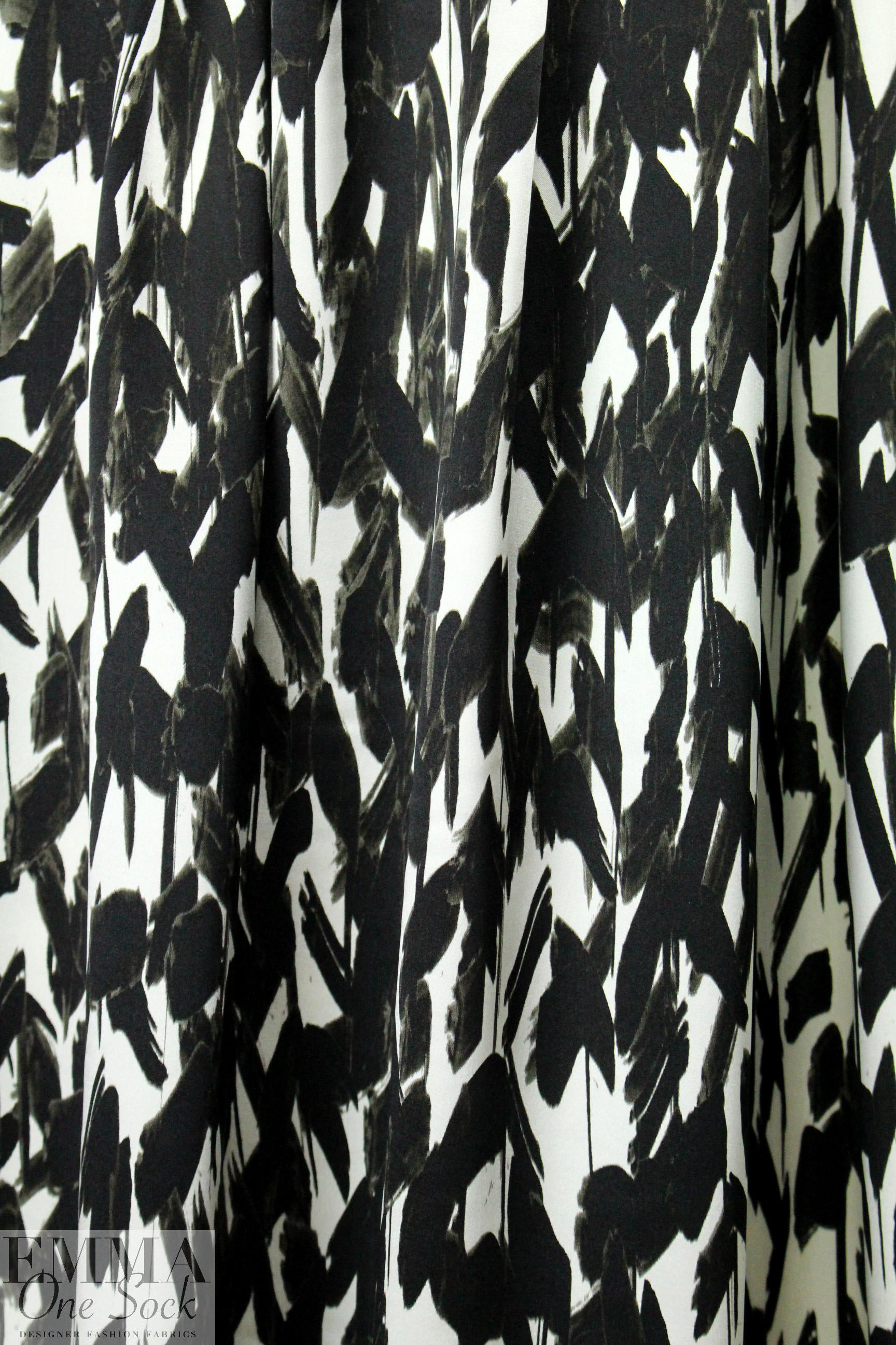 NY designer 'inky brushstrokes' silk charmeuse 1.125 yds