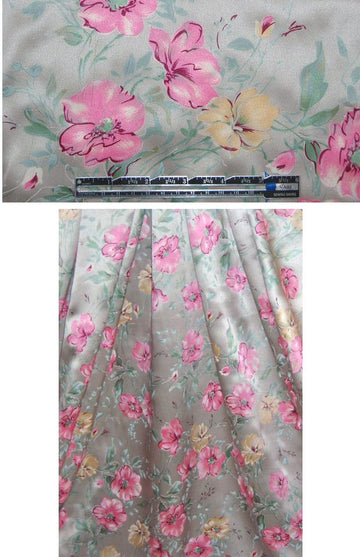 Italian platinum floral silk charmeuse 1.5 yd