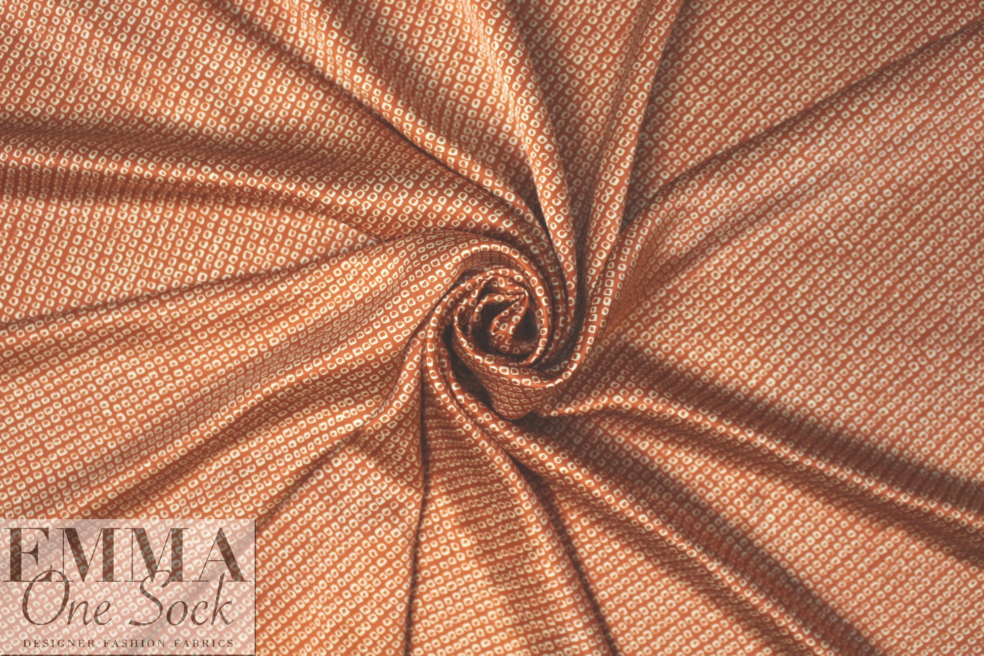 NY designer cinnamon/ivory little graphic silk charmeuse 1.33 yd