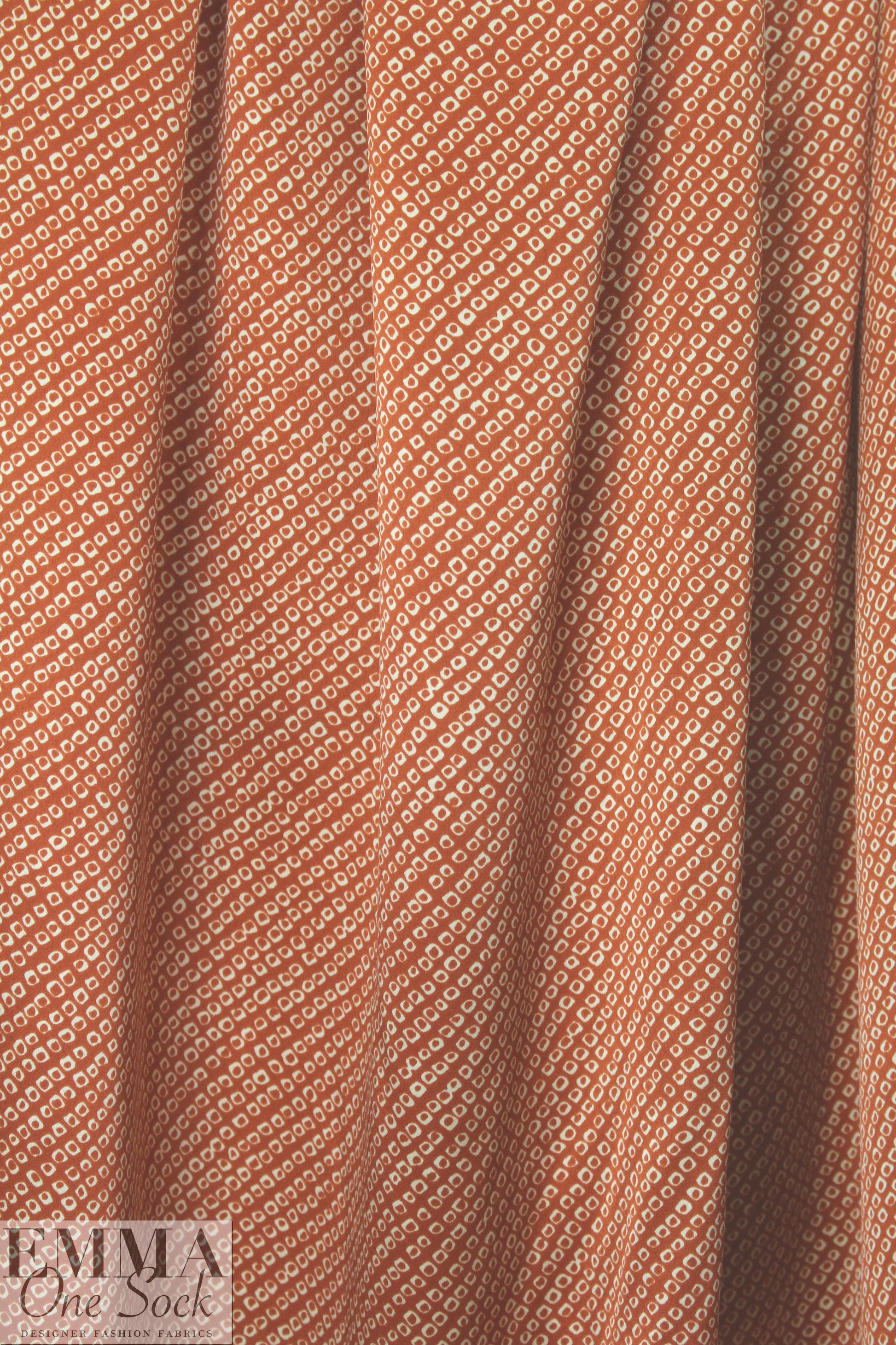 NY designer cinnamon/ivory little graphic silk charmeuse 1.33 yd