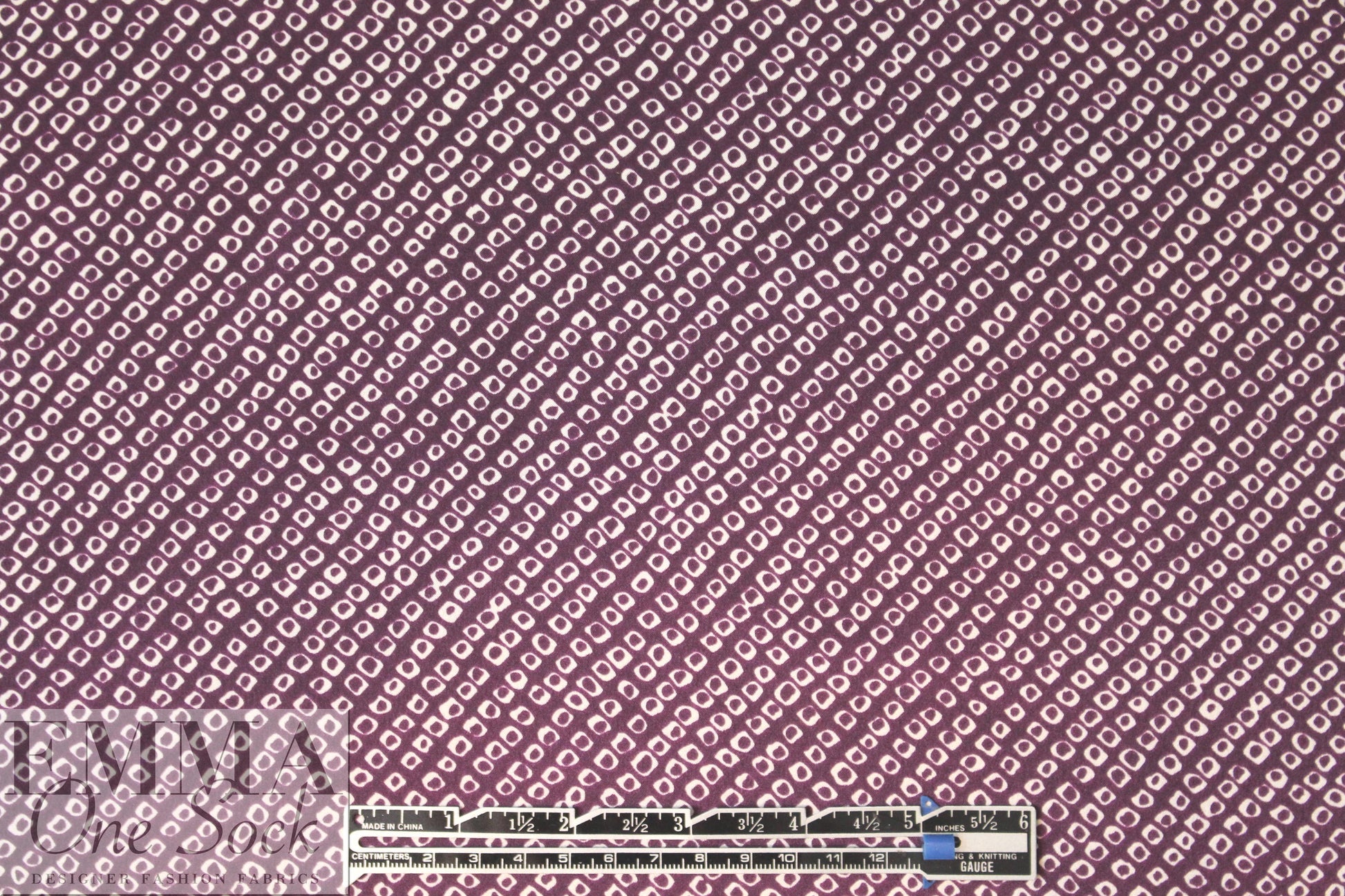 NY designer violet/ivory little graphic silk charmeuse .75 yds