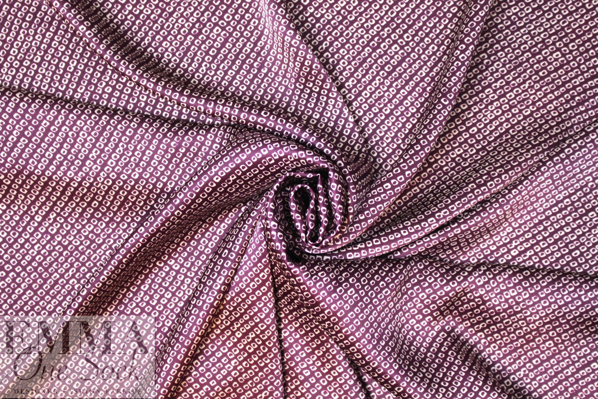 NY designer violet/ivory little graphic silk charmeuse