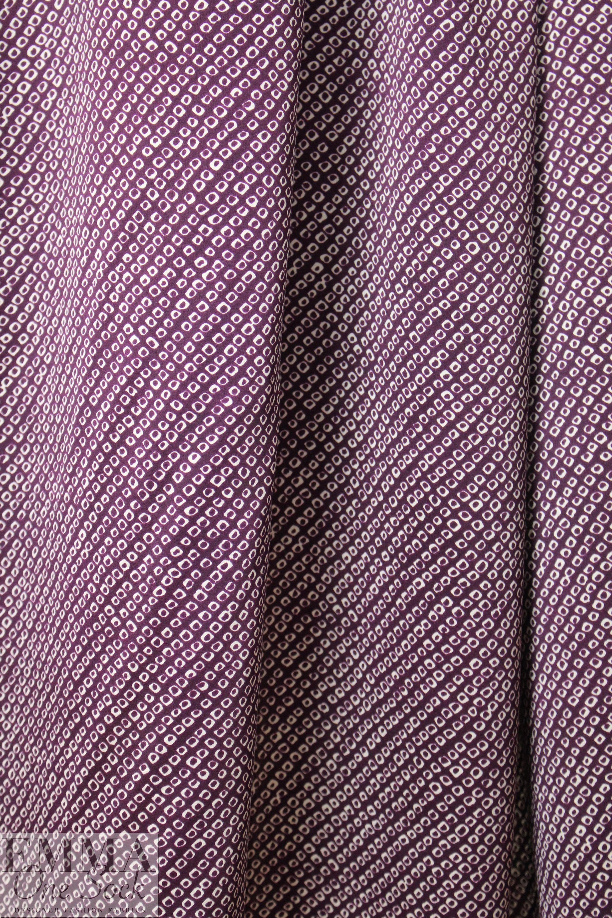 NY designer violet/ivory little graphic silk charmeuse 1.625 yds